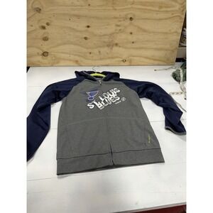 St. Louis Blues Reebok PlayDry full-zip hoodie grey and navy blue Size Small (8)